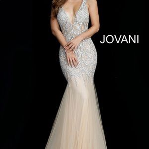 Jovani Crystal Encrusted Mermaid Gown